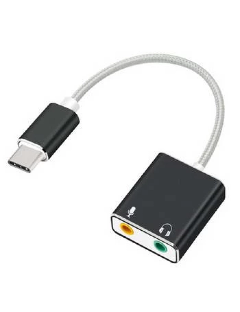 HQ - Placa de SOM HQ 7.1 USB C com Cabo Ligacao 2X3.5MM (mic+aud) - DT547BK