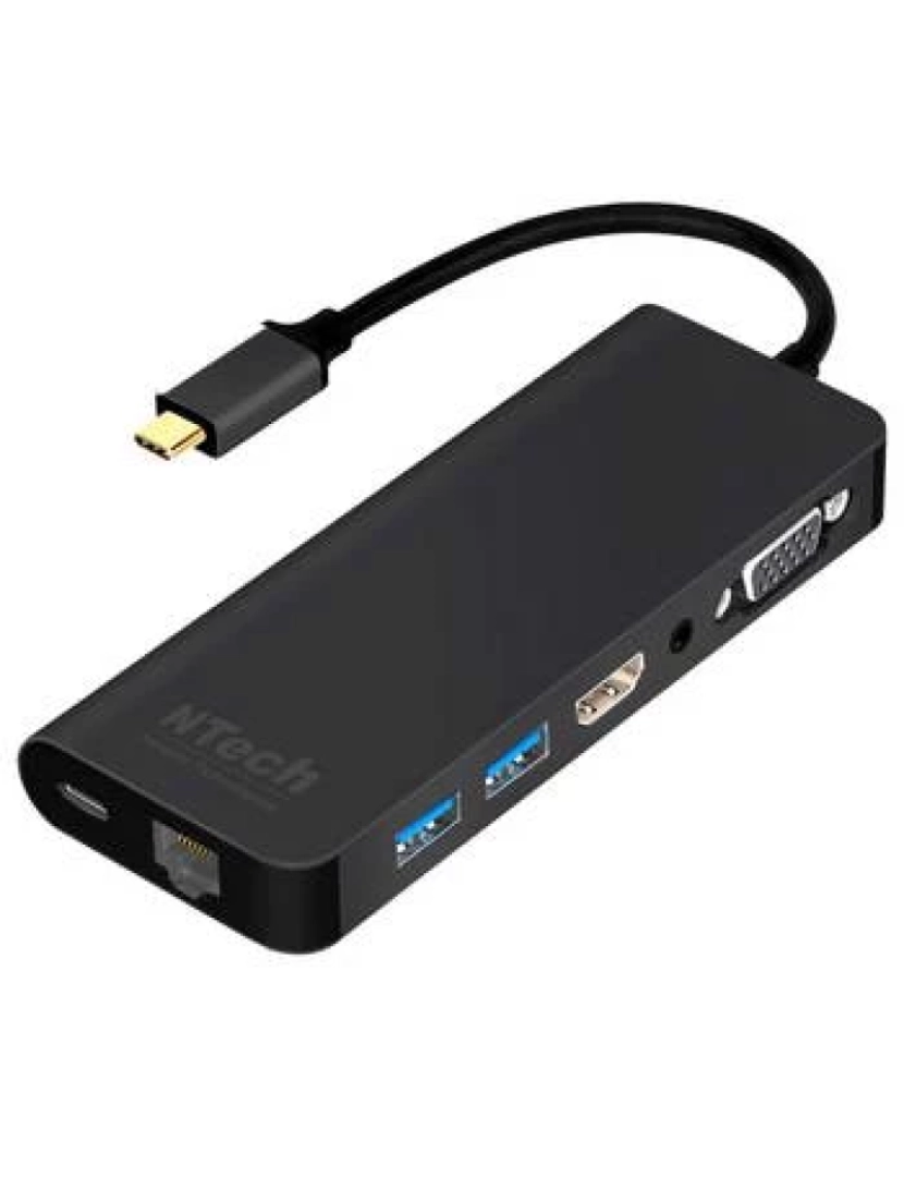 imagem de Adaptador VGA Ntech USB-C Multiportas 6 em 1 - NBA6241