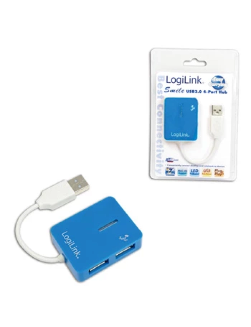 imagem de HUB USB Logilink 2.0 de 4 Portas, Azul - UA01361