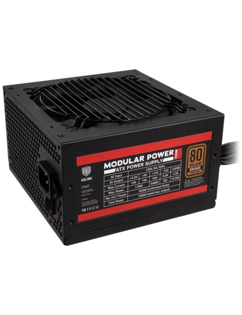 Kolink - Fonte de Alimentação Modular Kolink > 650 W 20+4 PIN ATX ATX Preto - KL-700MV2