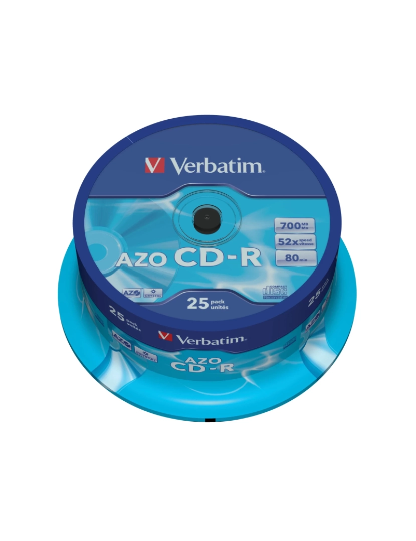 imagem de Disco Óptico Verbatim > CD-R AZO Crystal 700 MB 25 Unidade(s) - 433521