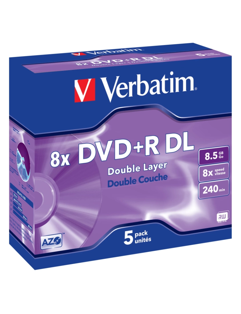 imagem de Disco Óptico Verbatim > Dvds Virgem 8,5 GB Dvd+r DL 5 Unidade(s) - 435411
