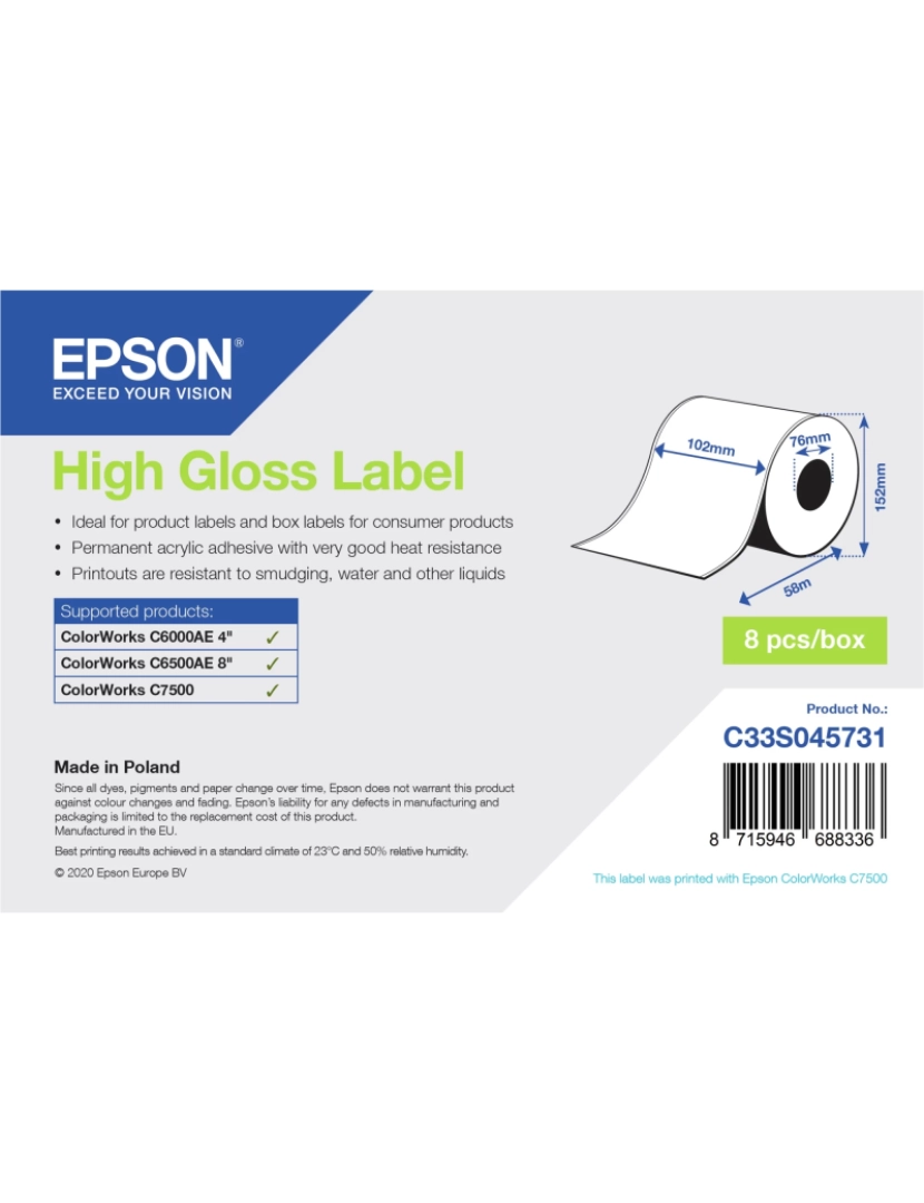 imagem de Etiquetas Epson > Etiqueta Para Impressão Etiqueta de Impressora AUTO-ADESIVA - C33S0457311