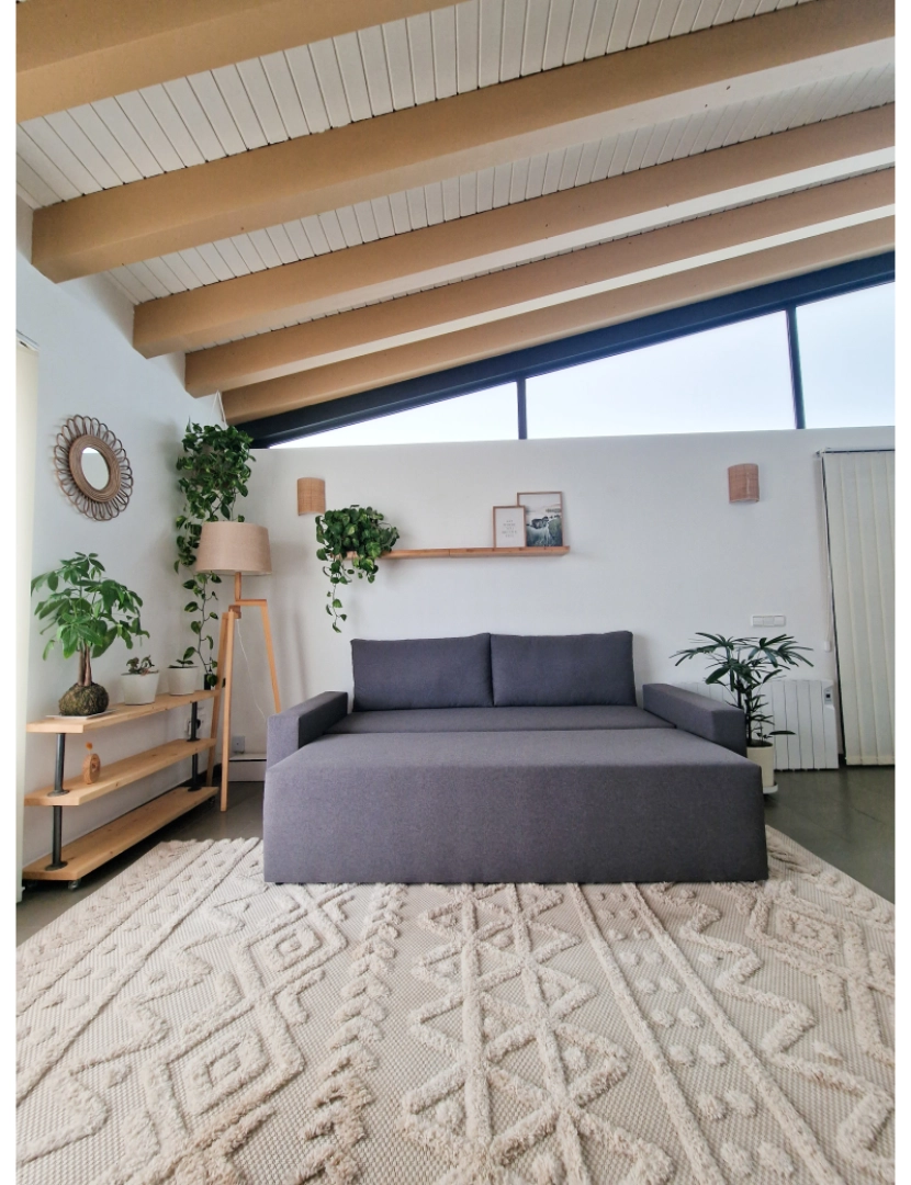 imagem de Skraut Home - Sofá-cama CLOUD, cinza claro, conversível em cama, baú. Máximo Relaxamento e Conforto - com Sistema Pull-out 225x92x92cm5