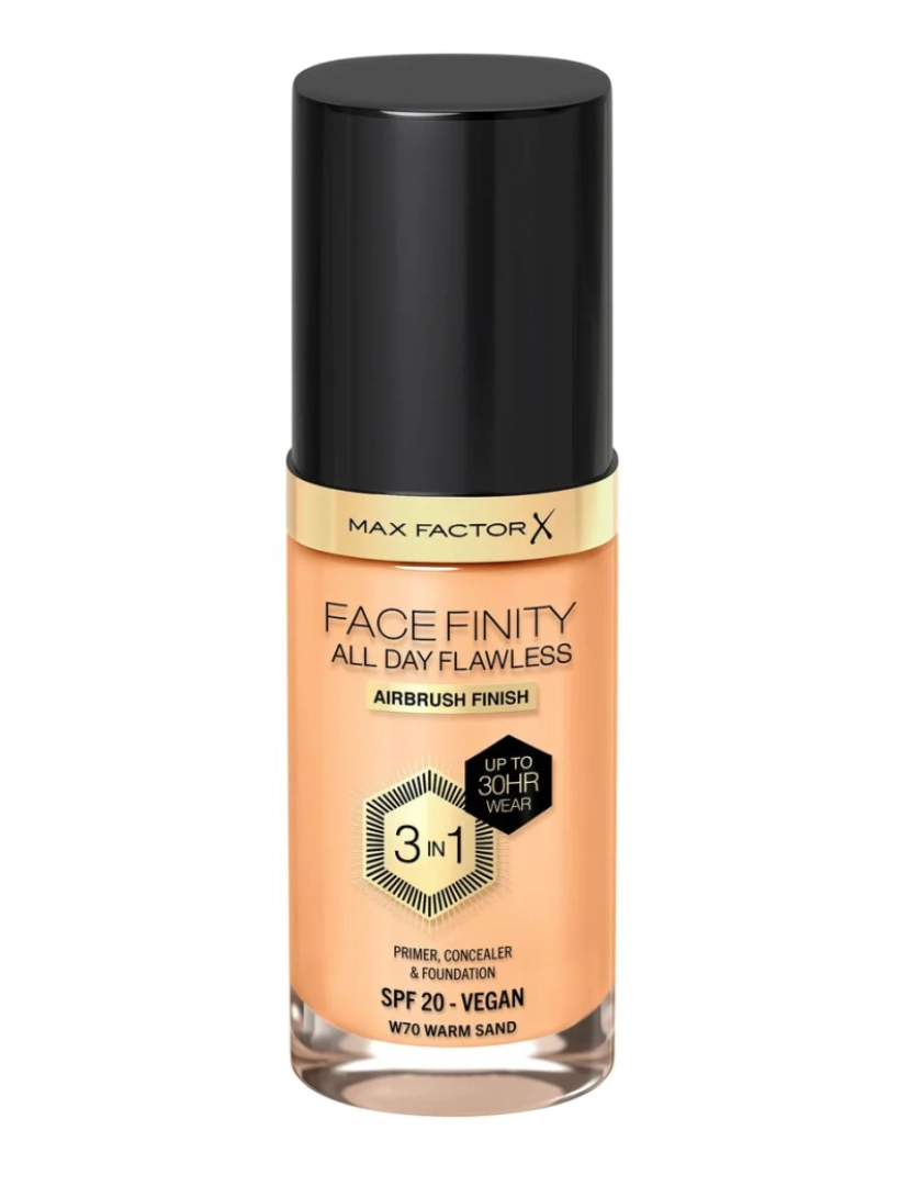 Max Factor - Facefinity 3In1 Primer, Concealer & Foundation #70-Warm Sand 30 Ml