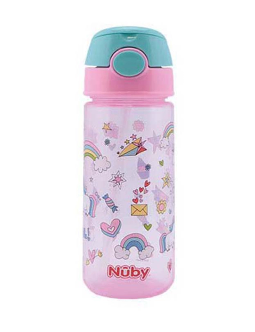 Nûby - Mug With Button And Soft Straw 3 Years+ #Pink 540 Ml 1 U