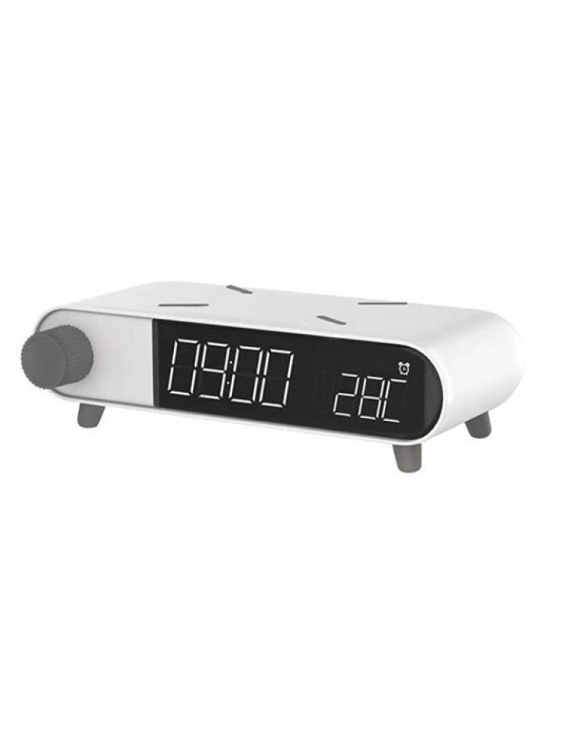KSIX - Relógio Despertador com Carregador sem Fios Retro Branco 10 W