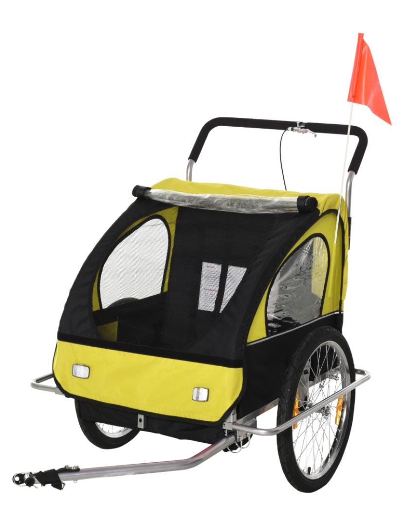 Homcom - Reboque de Bicicleta Infantil 142x85x105cm cor amarelo e preto 5664-0086yb