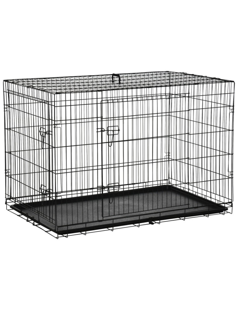 Pawhut - Gaiola para Cães Dobrável 121x74,5x81cm cor preto D00-025