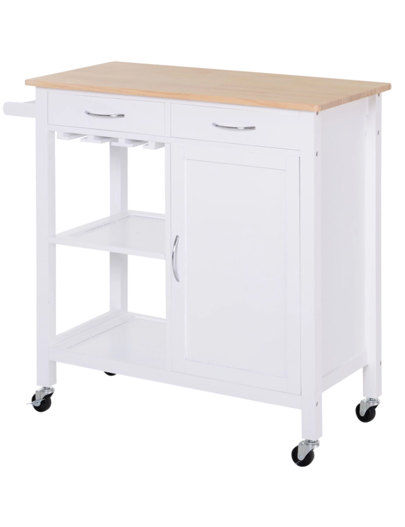 Homcom - Carrinho de Cozinha 88,5x40x86cm cor branco 801-069