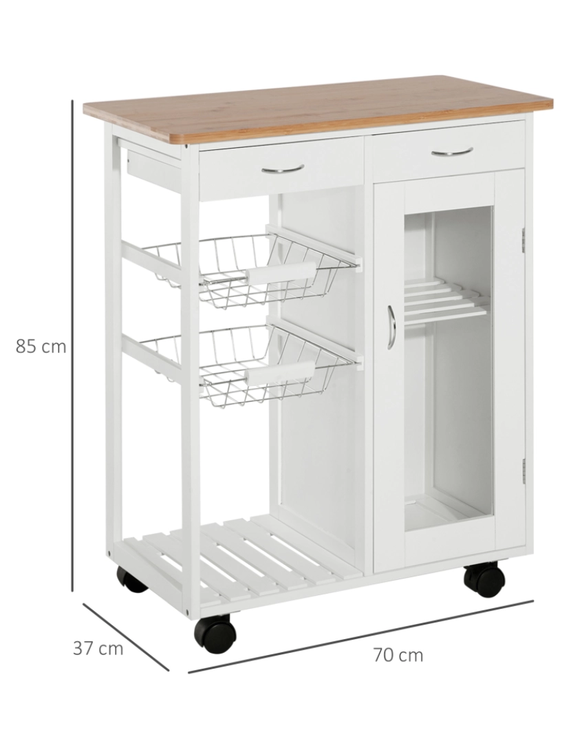 imagem de Carrinho de Cozinha 70x37x85cm cor blanco 801-0233