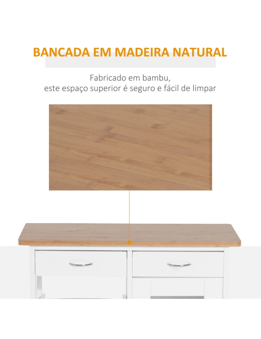 imagem de Carrinho de Cozinha 70x37x85cm cor blanco 801-0237