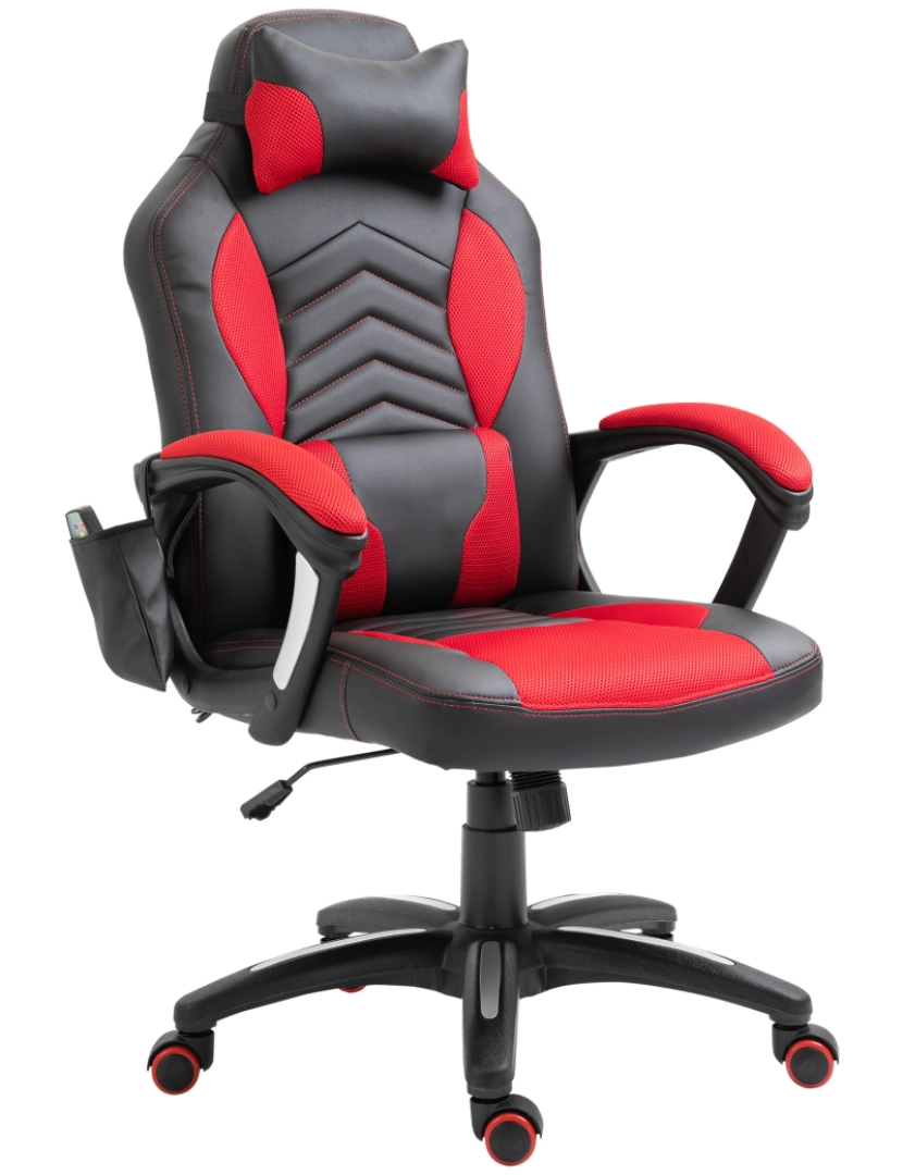 Homcom - Cadeira de Escritório 68x69x108-117cm cor preto e vermelho 921-019RD