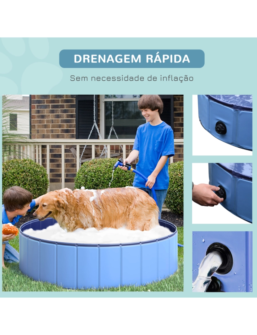 imagem de Piscina Dobrável para Cães 120x120x30cm cor azul D01-004BU6