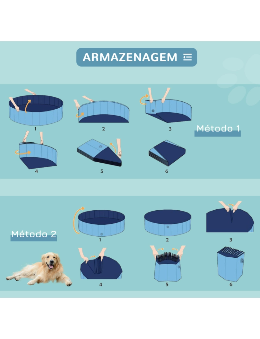 imagem de Piscina Dobrável para Cães 120x120x30cm cor azul D01-004BU8