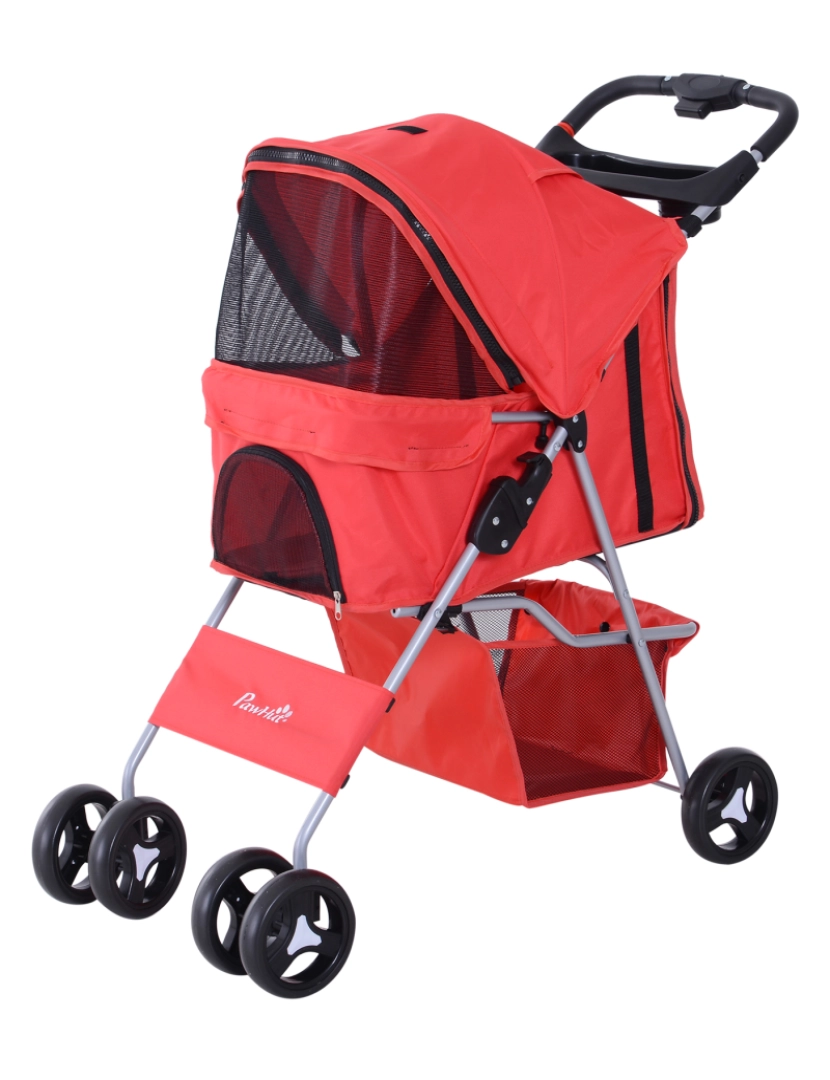 Pawhut - Carrinho para Animais de Estimação 75x46x94cm cor vermelho D00-083RD