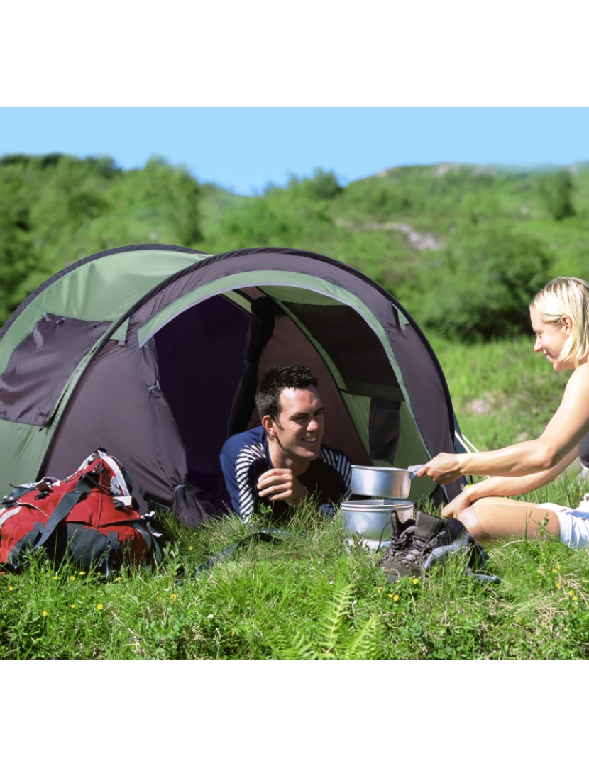 imagem de Tenda de Campismo Pop-Up 2P 250x150x100cm cor verde e preto A20-1262