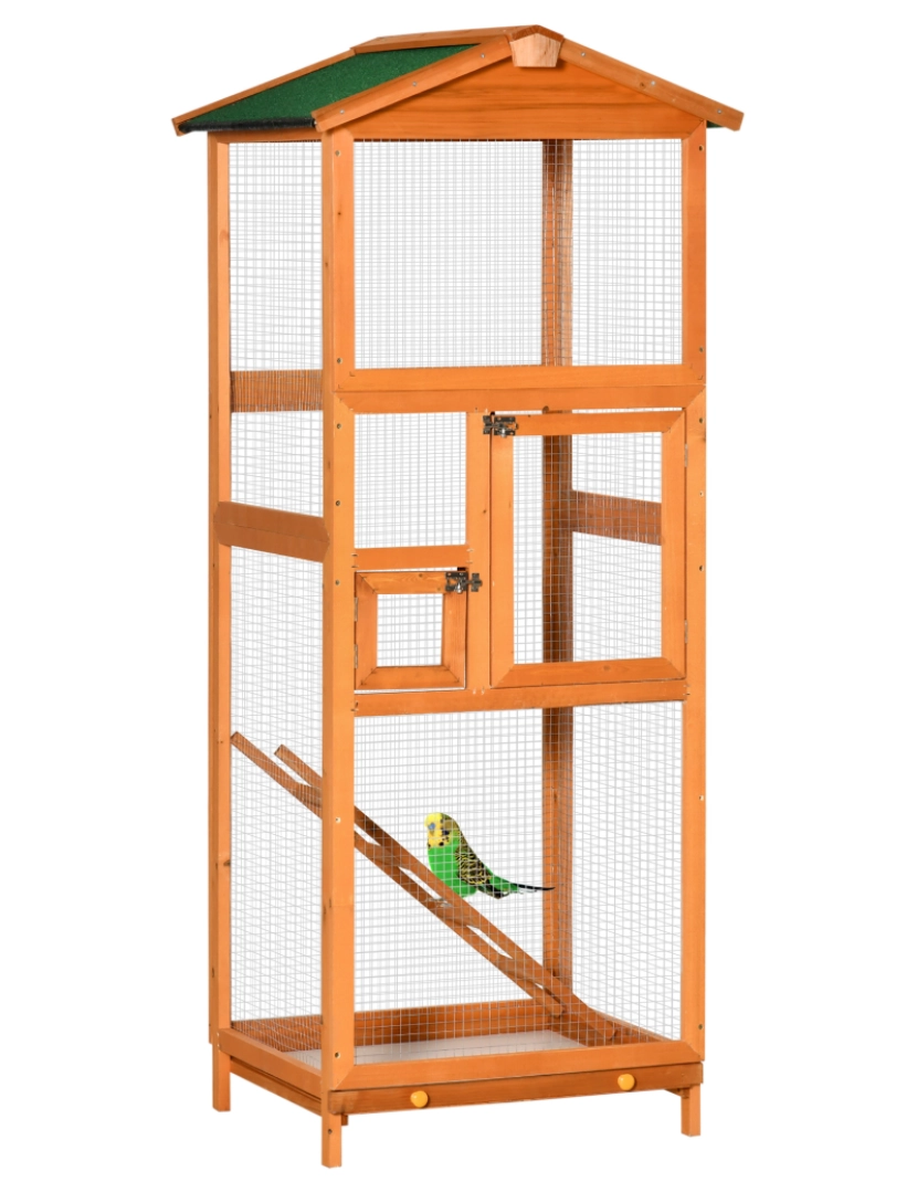 Pawhut - Gaiola para Pássaros 68x63x165cm cor madeira avermelhada e verde D10-004V00OG