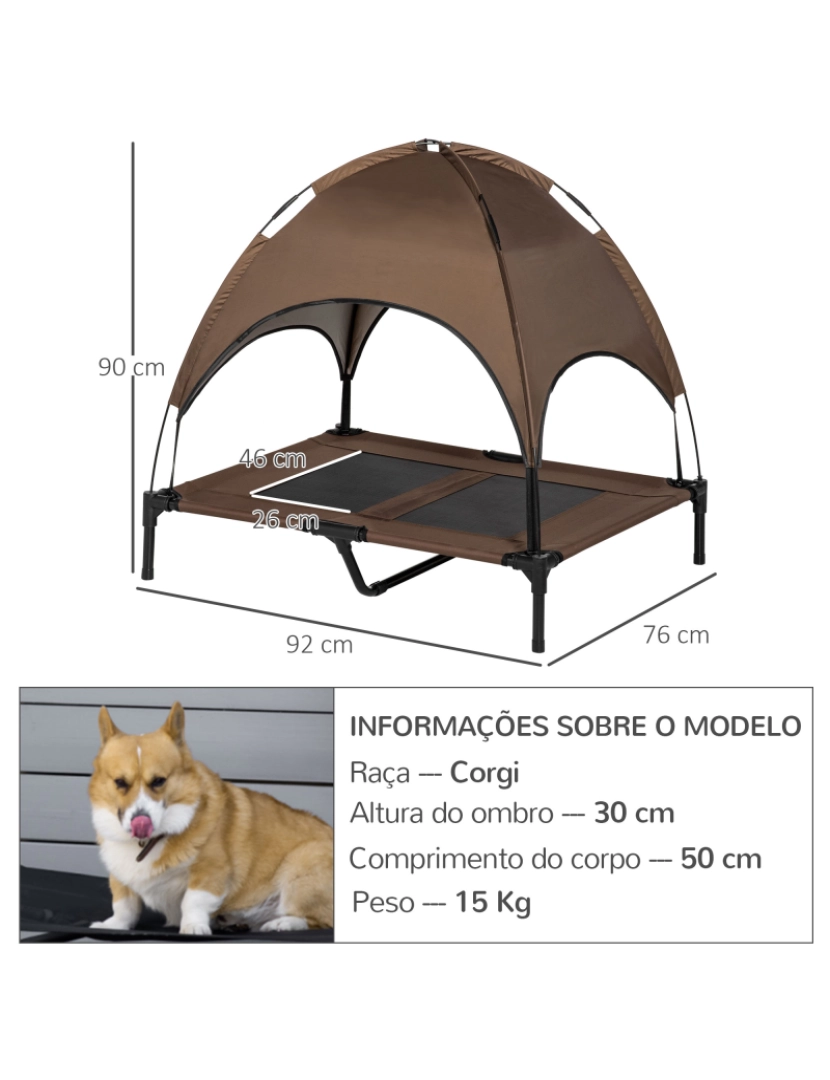 imagem de Cama Elevada Cães 92x76x90cm cor marrom D04-059CF3