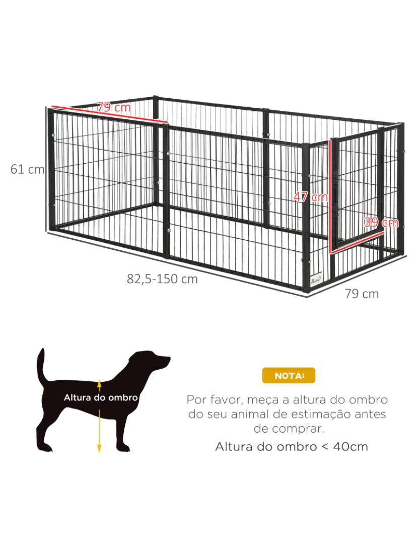 imagem de Parque para Cães 82,5-150x79x61cm cor preto D06-182V00BK3