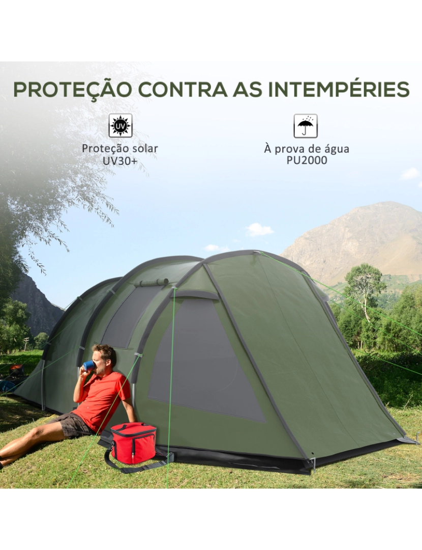 imagem de Tenda de Campismo 475x264x172cm cor verde, preto e cinza A20-285V00GN5