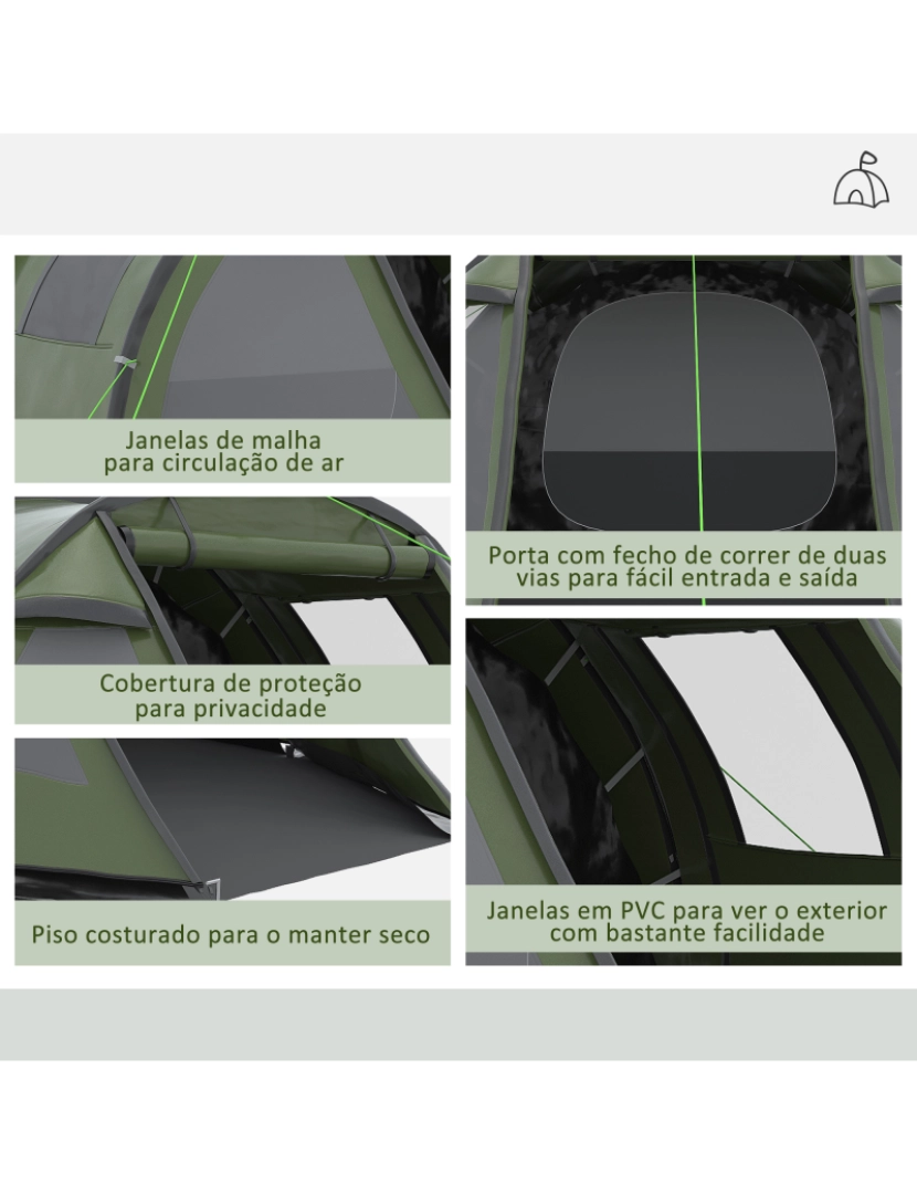 imagem de Tenda de Campismo 475x264x172cm cor verde, preto e cinza A20-285V00GN6