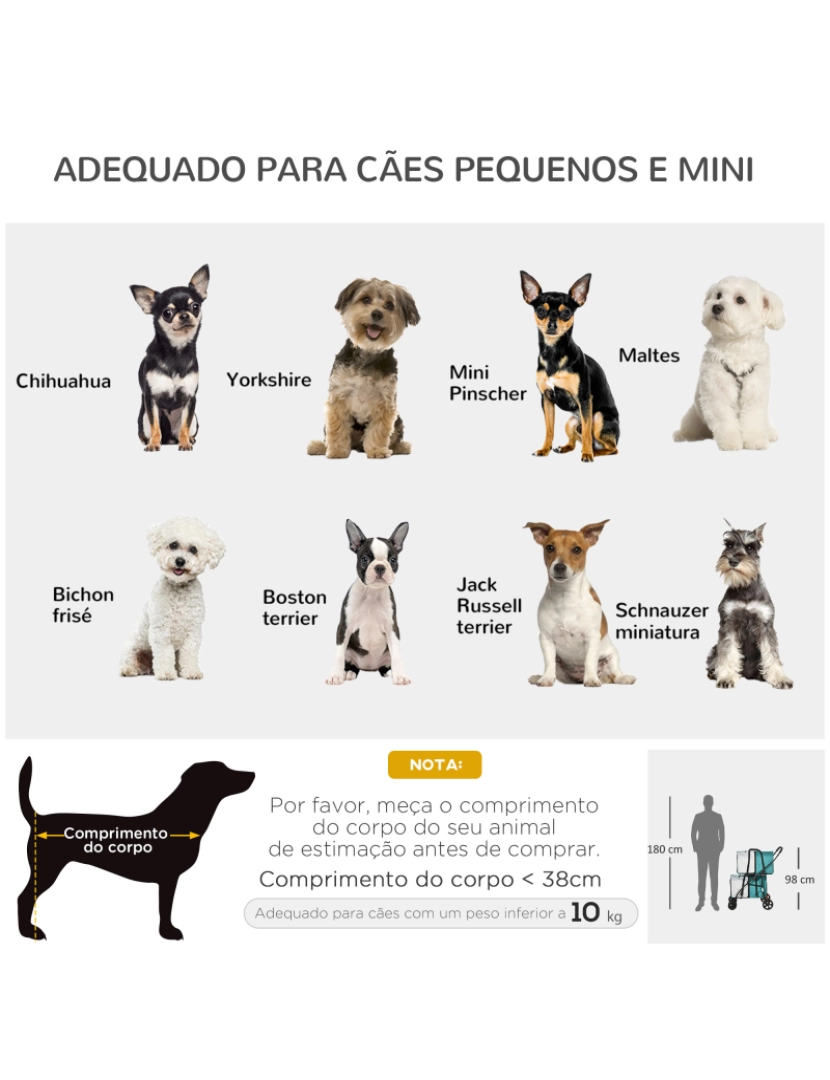 imagem de Carrinho para Animais de Estimação 66x50x98cm cor turquesa e cinza D00-158V00GN4