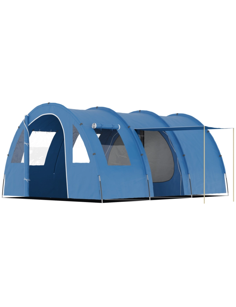 Outsunny - Outsunny Tenda de Campismo Familiar Tenda De Campismo para 5-6 Pessoas Impermeável PU2000 mm com Portas Janelas e Bolsa de Transporte 475x315x215 cm Azul