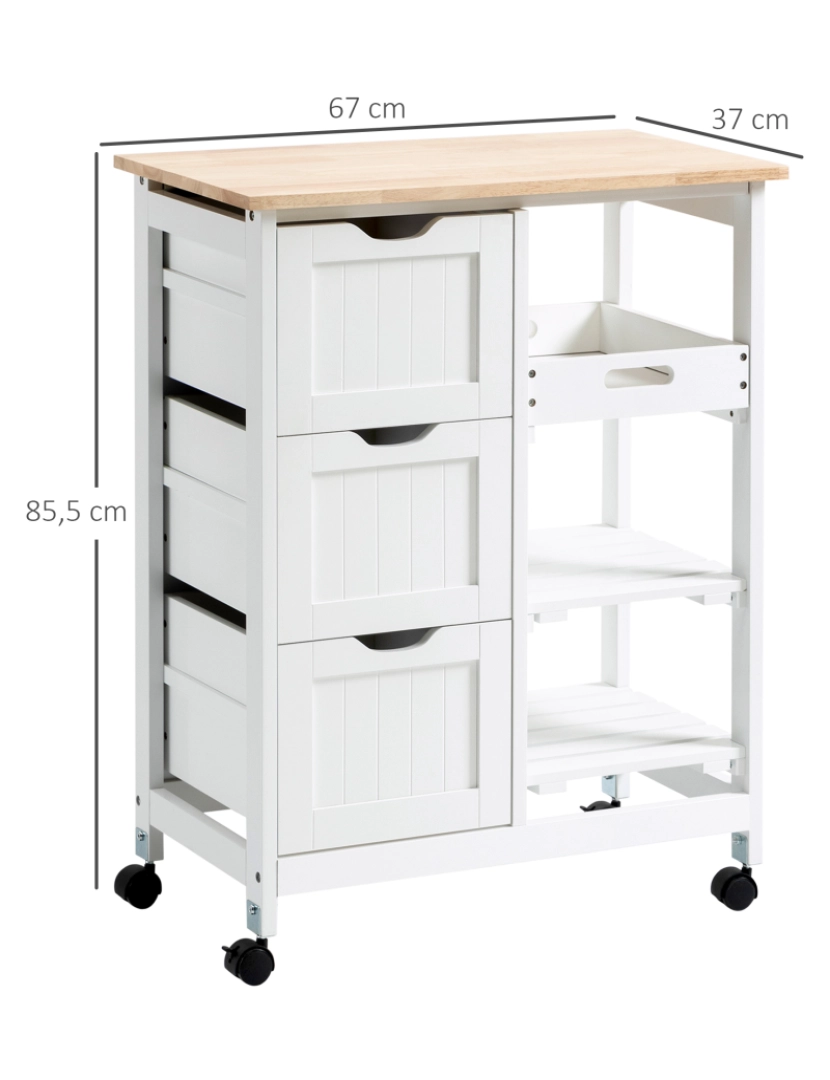 imagem de Carrinho de Cozinha 67x37x85.5cm cor branco 801-2133