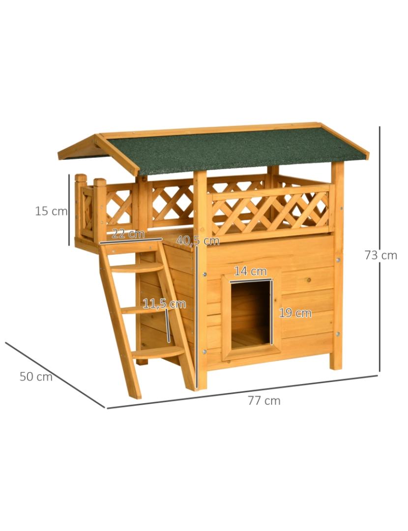 imagem de Casa para Gatos 77x50x73cm cor madeira natural e verde D30-076V013