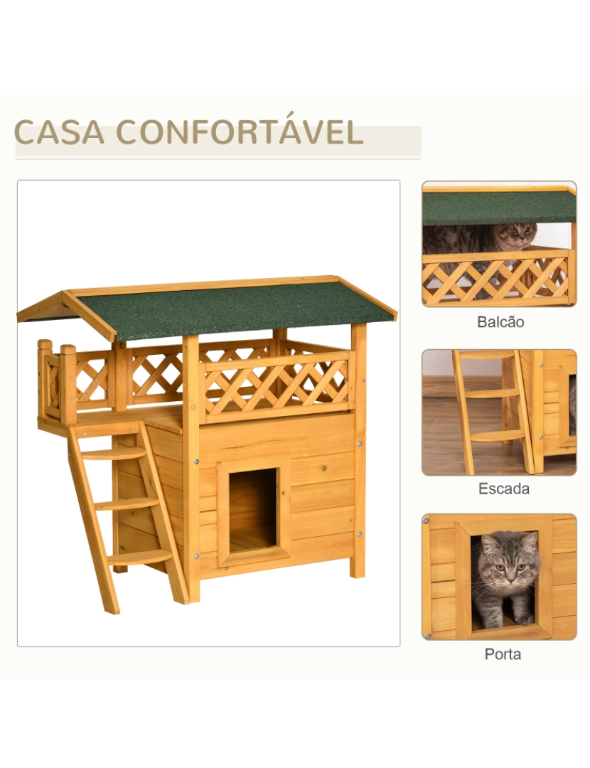 imagem de Casa para Gatos 77x50x73cm cor madeira natural e verde D30-076V014