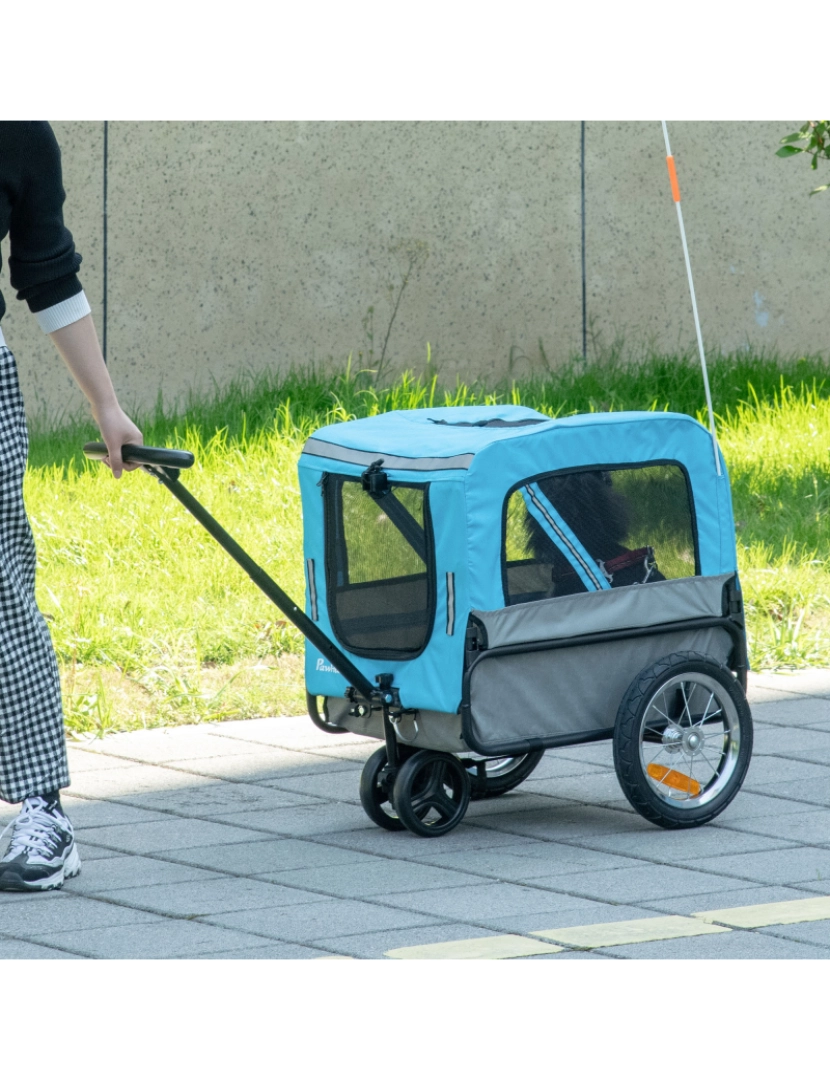 imagem de Reboque de Bicicleta para Cães 129x55.5x92cm cor azul D00-143BU10