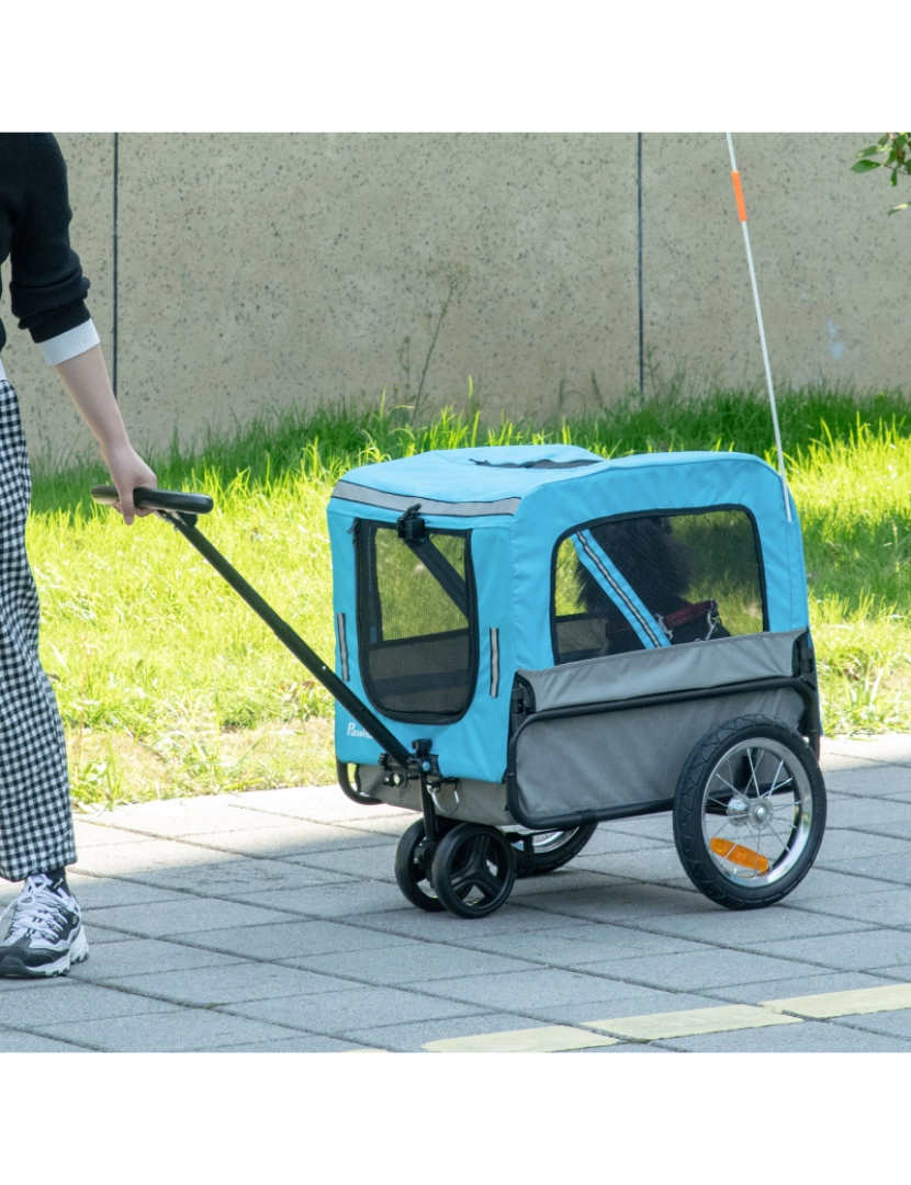 imagem de Reboque de Bicicleta para Cães 129x55.5x92cm cor azul D00-143BU2