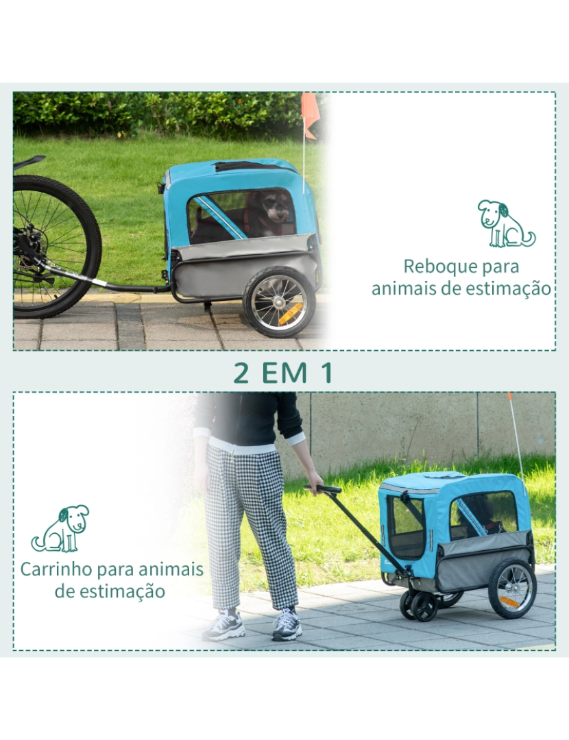 imagem de Reboque de Bicicleta para Cães 129x55.5x92cm cor azul D00-143BU4