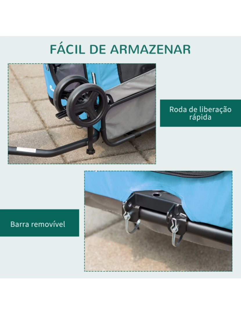 imagem de Reboque de Bicicleta para Cães 129x55.5x92cm cor azul D00-143BU5