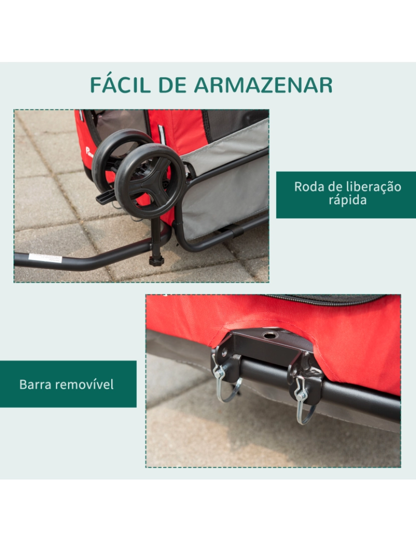 imagem de Reboque de Bicicleta para Cães 129x55.5x92cm cor vermelho D00-143RD5