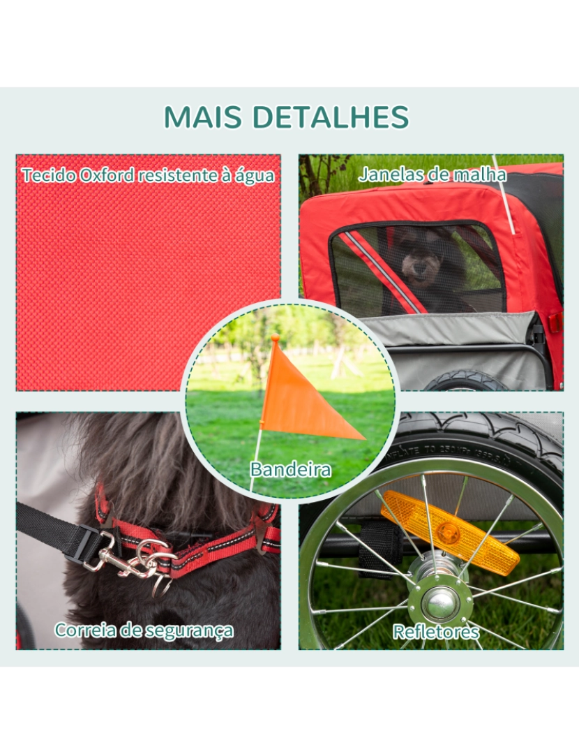 imagem de Reboque de Bicicleta para Cães 129x55.5x92cm cor vermelho D00-143RD6