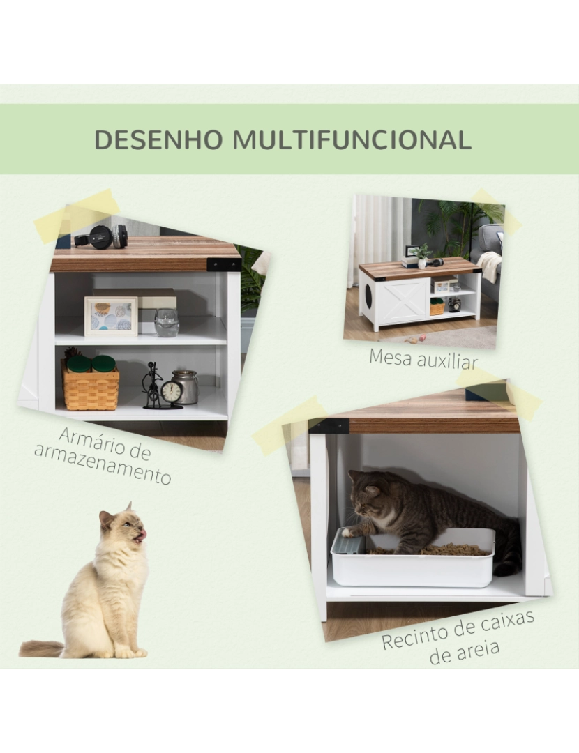 imagem de Casa para Gatos 109x51x52cm cor branco e madeira D31-044WT4