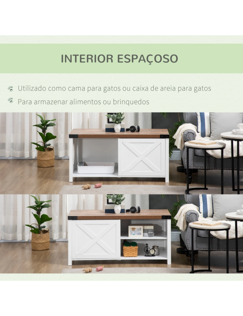 imagem de Casa para Gatos 109x51x52cm cor branco e madeira D31-044WT5