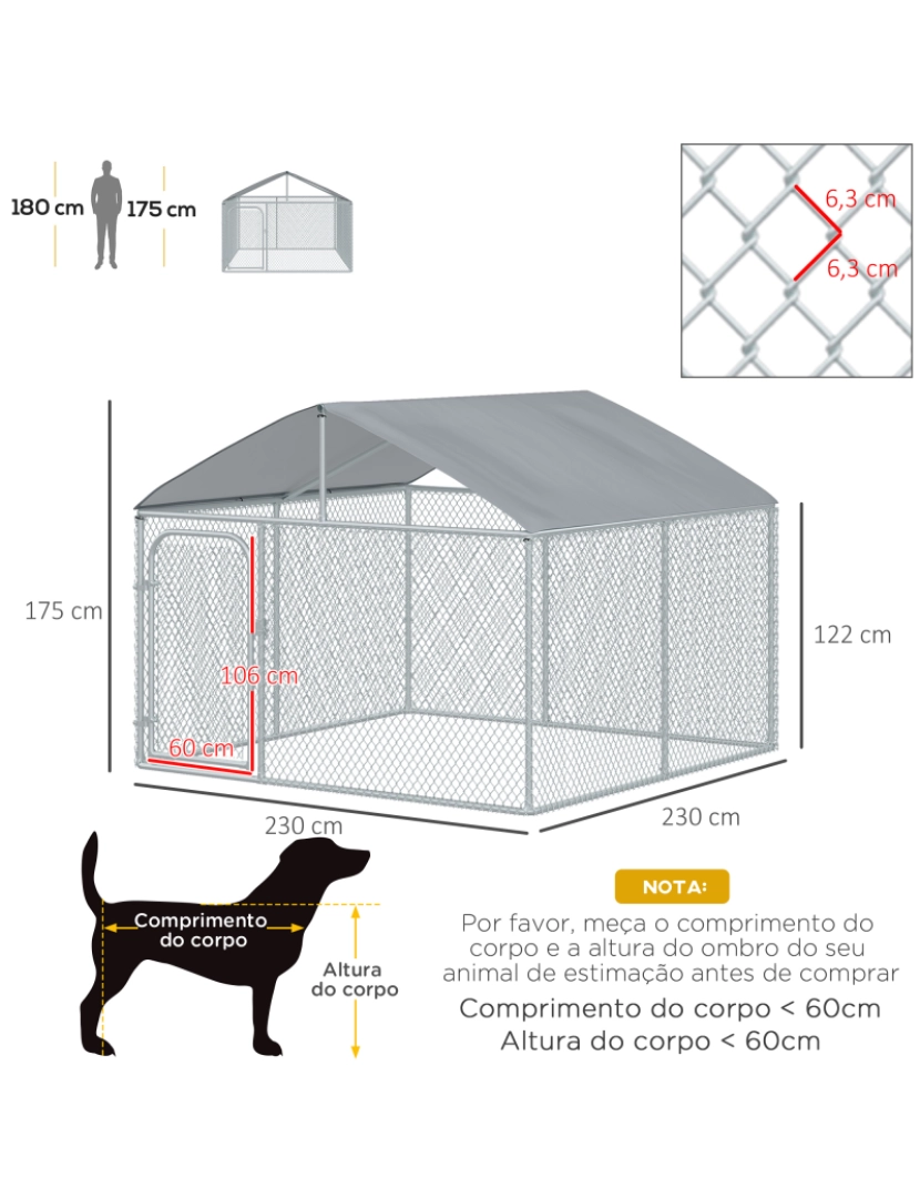 imagem de Canil para Cães 230x230x175cm cor prata D02-038V013