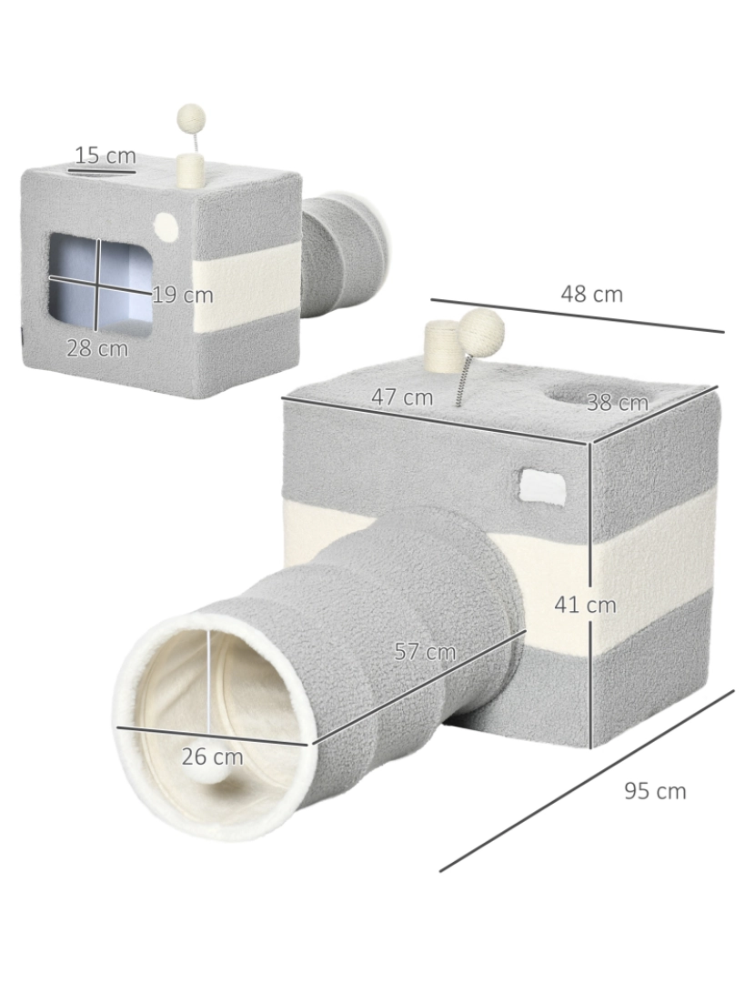 imagem de Túnel para Gatos 48x95x58cm cor cinza e bege D34-003V00GY3