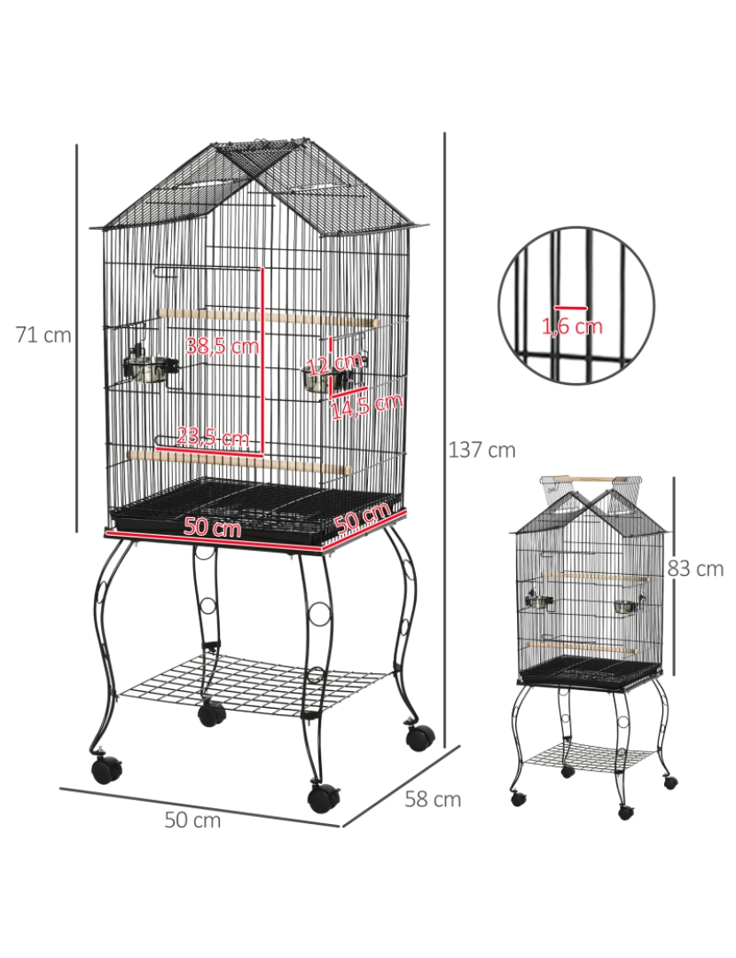 imagem de Gaiola para Pássaros 50x58x137-145cm cor preto D10-025V013