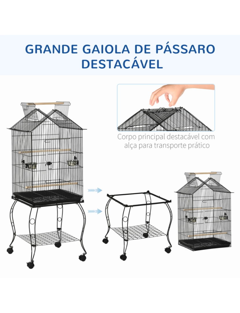 imagem de Gaiola para Pássaros 50x58x137-145cm cor preto D10-025V014