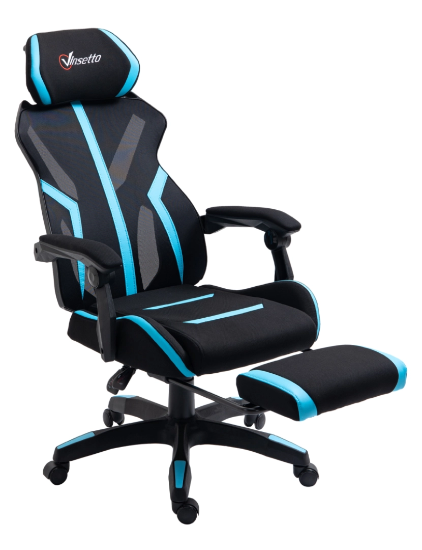 Vinsetto - Cadeira de Escritório 65cmx65cmx129cm cor preto e azul 921-519BU