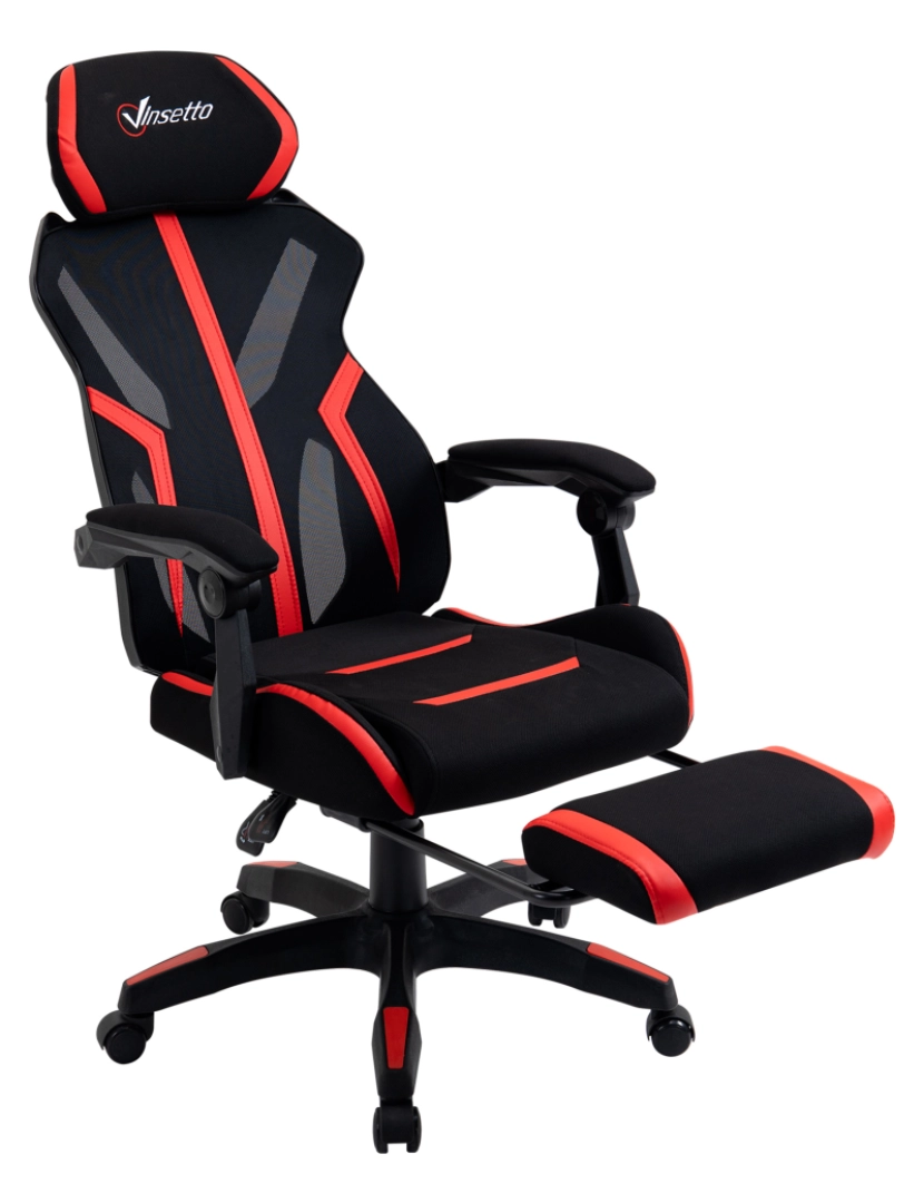 Vinsetto - Cadeira de Escritório 65cmx65cmx129cm cor preto e vermelho 921-519RD