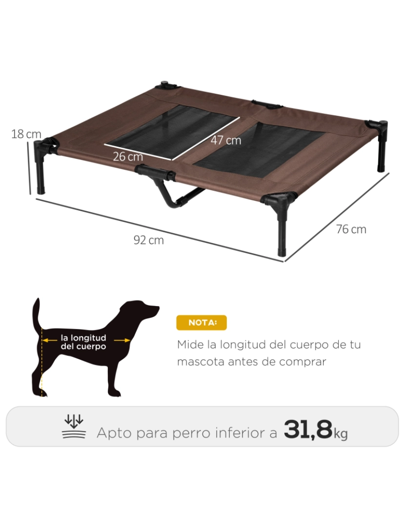 imagem de Cama Elevada para Cães 91.5x76.2x18cm cor marrom D04-0333