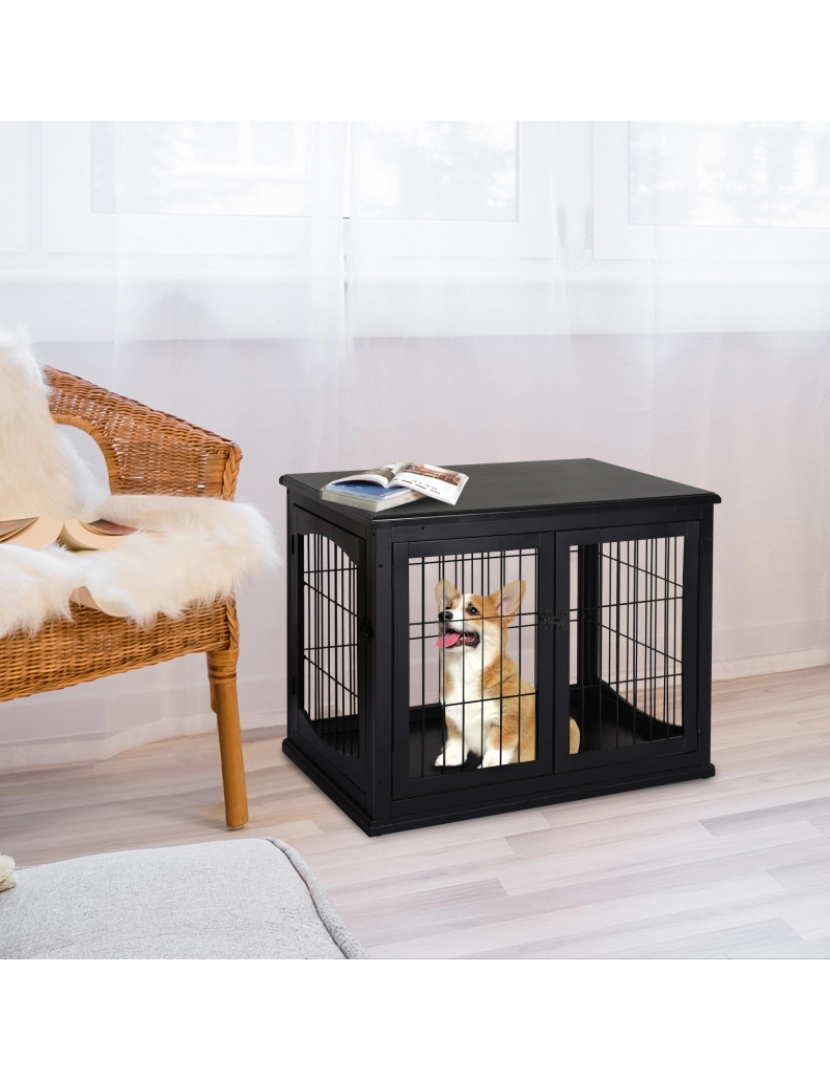 imagem de Gaiola para Cães 81x58,5x66cm cor preto D02-040BK2