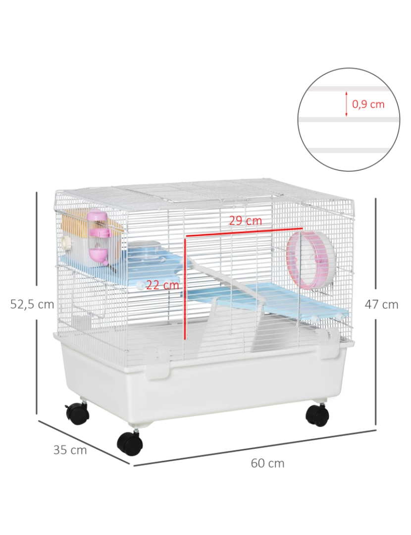 imagem de Gaiola para Hamster 60x35x47cm cor branco D51-2413