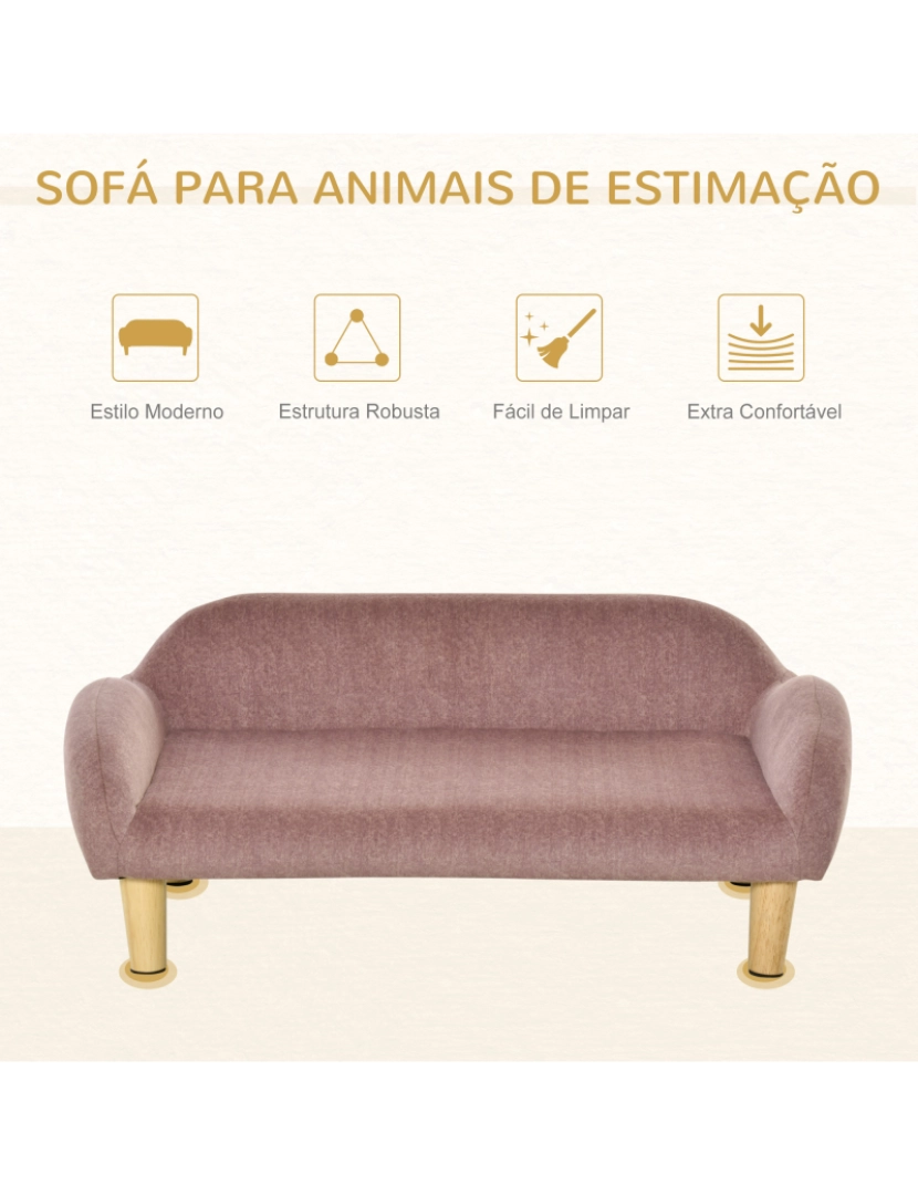 imagem de Sofá para Animais de Estimação 70x40x28cm cor rosa D04-1947