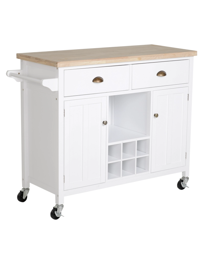 imagem de Carrinho de Cozinha 113x45x89cm cor branco e madeira 835-1331